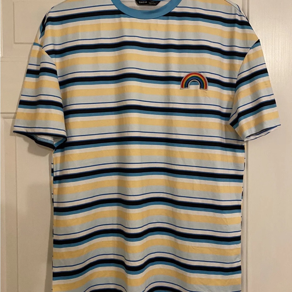 rainbow patch striped shirt